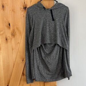 Motherhood Maternity Heather Gray Nursing Hoodie with Layered Front